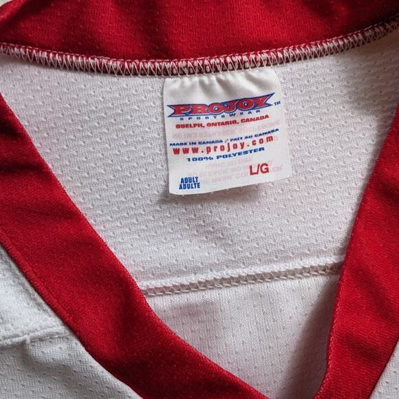 Projoy Hockey Jersey #8 Adult Large White Red Blue Stars Graphic Canada Vintage - Picture 3 of 16